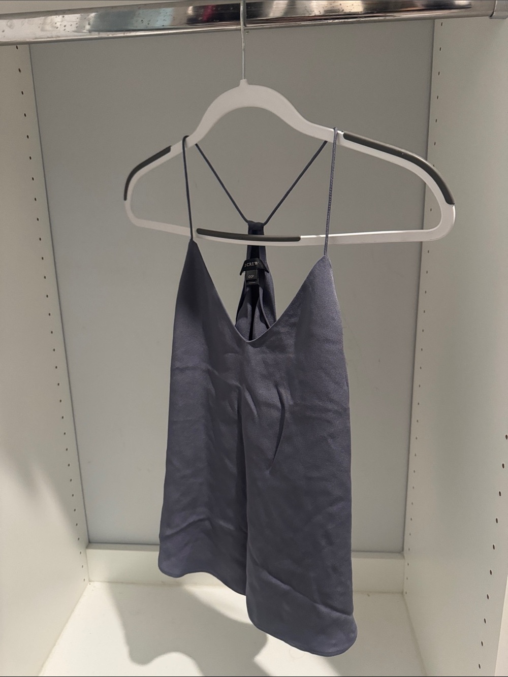 JCrew Satin V-Neck Cami Top in Slate Blue 00 Petite